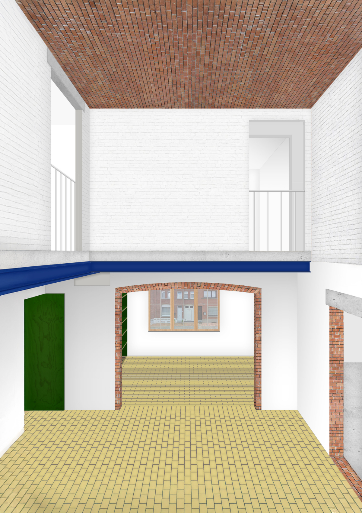 Perspective 1 white brick extended